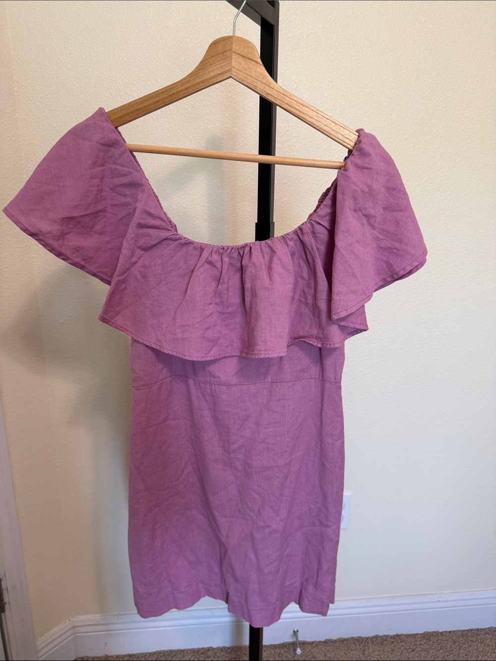Free people 💗Off-Shoulder Ruffle Mini Dress — Dusty Mauve